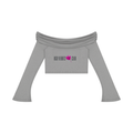 OFF SHOULDER THORNY HEART BELL SLEEVE CROP TEE